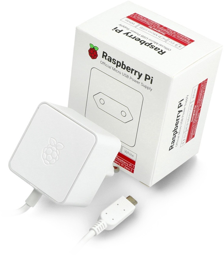 Raspberry Pi Zasilacz microUSB 5,1V / 2,5A do Raspberry Pi 3B+/3A+/3B/2B/Zero/Zero 2 oryginalny - biały RPI-20348