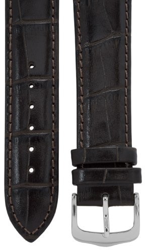 Cerberus Zegarek na rękę 18 MM skóra ciemnobrązowy, imitacja skóry krokodyla, długość 75 X 115 mm, aluminiowa, sprzączka z trzpieniem EAB101-5-18