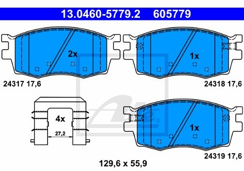 ATE Zestaw klocków hamulcowych, hamulce tarczowe 13.0460-5779.2