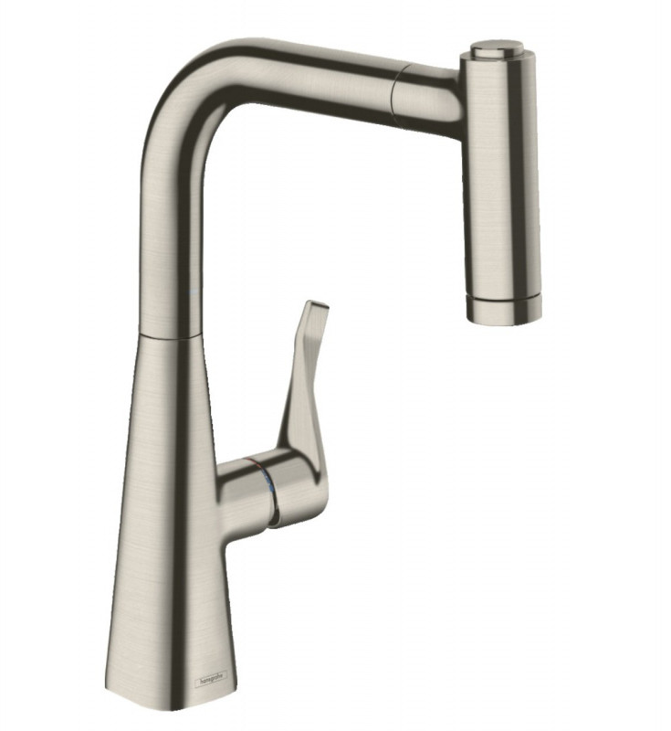 Hansgrohe Metris M71 Bateria kuchenna z wyciąganą wylewką stal szlachetna