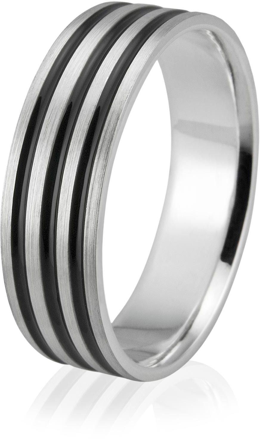 Eminence Obrączka srebrna męska z czarną emalią - wzór Ag-104 Ag-104