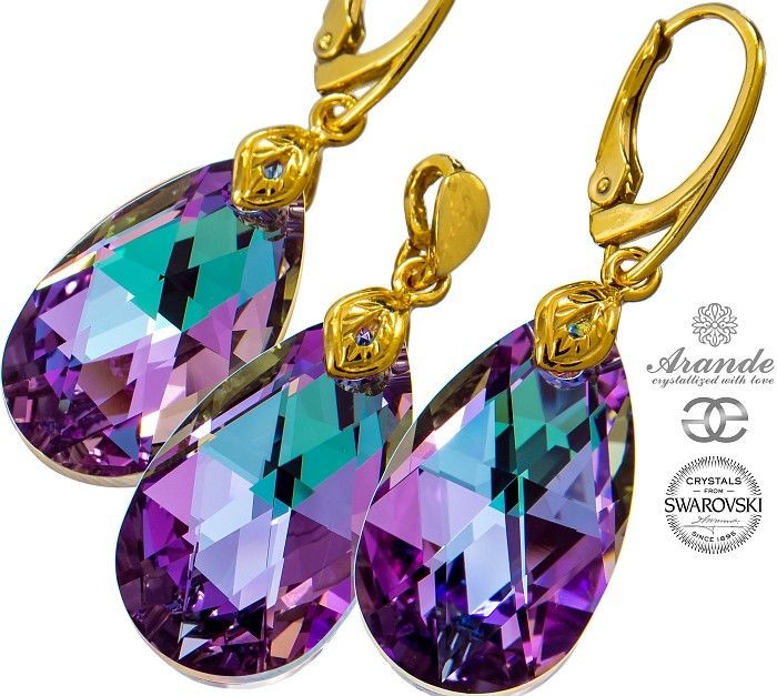 Arande NOWE SWAROVSKI piękny komplet VITRAIL GOLD ZŁOTE SREBRO 700468