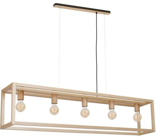 Luminex Lampa wisząca Legno 8420 lampa sufitowa drewniana 5x60W E27 brązowa