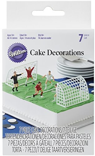 Wilton Cup Cake Topper piłka nożna, zestaw -częściowy, wielokolorowa, 7-częściowy 03-9002