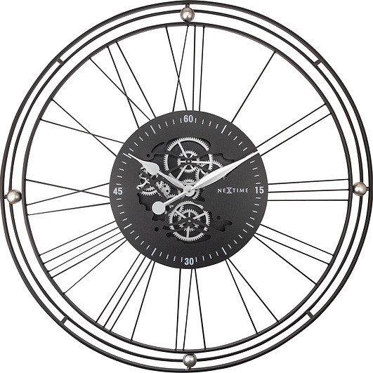 Nextime Zegar ścienny Roman Gear Clock 90,5 cm czarno-srebrny 3260ZI
