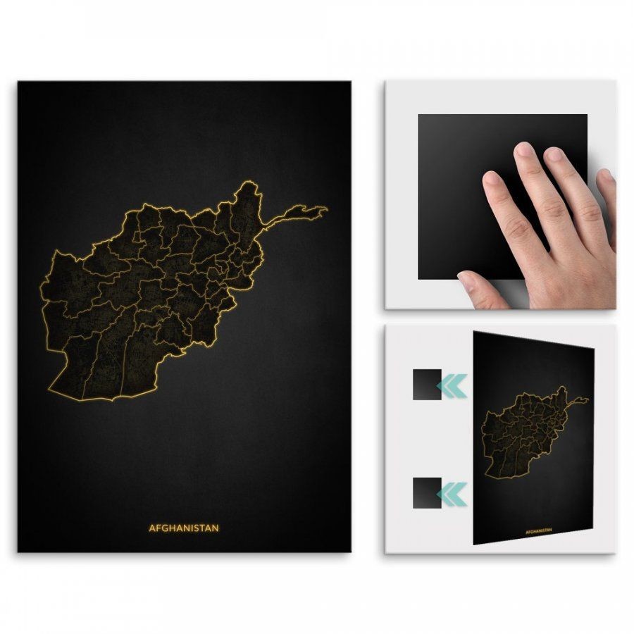 Pix4home Plakat metalowy Mapa City Lights Afganistan M POS-M-04223
