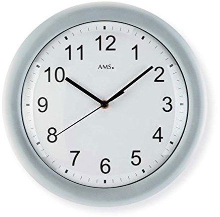 AMS unisex zegary ścienne radio analogowe tworzywo sztuczne srebrny 5933 F5933