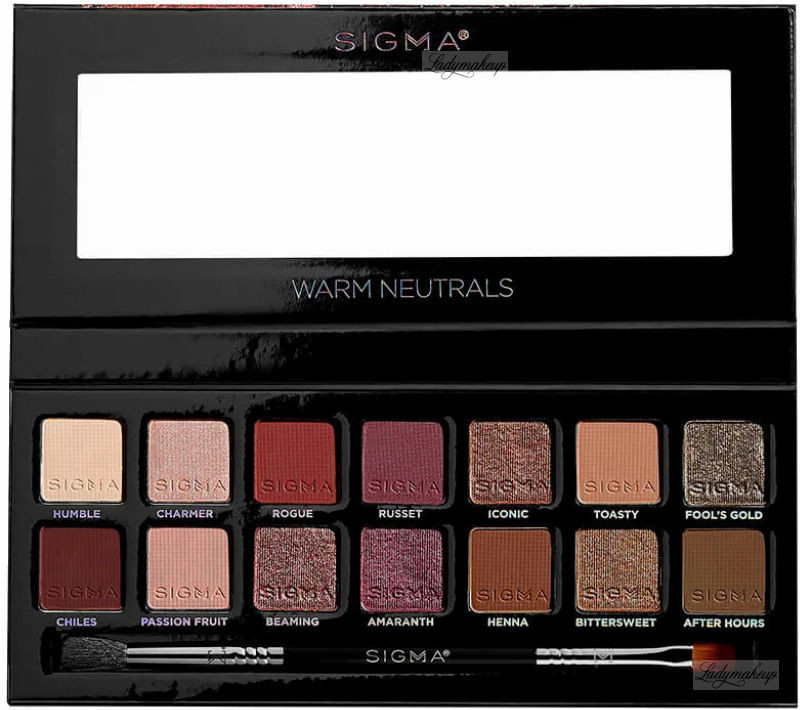 Sigma Sigma - WARM NEUTRALS EYESHADOW PALETTE - Paleta 14 cieni do powiek z podwójnym pędzelkiem