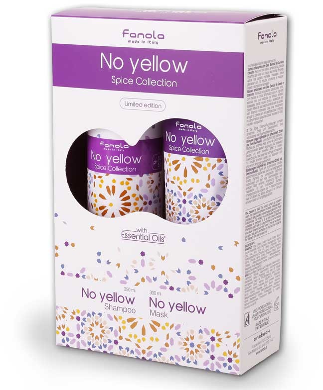 Fanola Fanola No Yellow Spice Collection | Limitowany zestaw minimalizujący żółty odcień włosów blond szampon 350ml + maska 300ml
