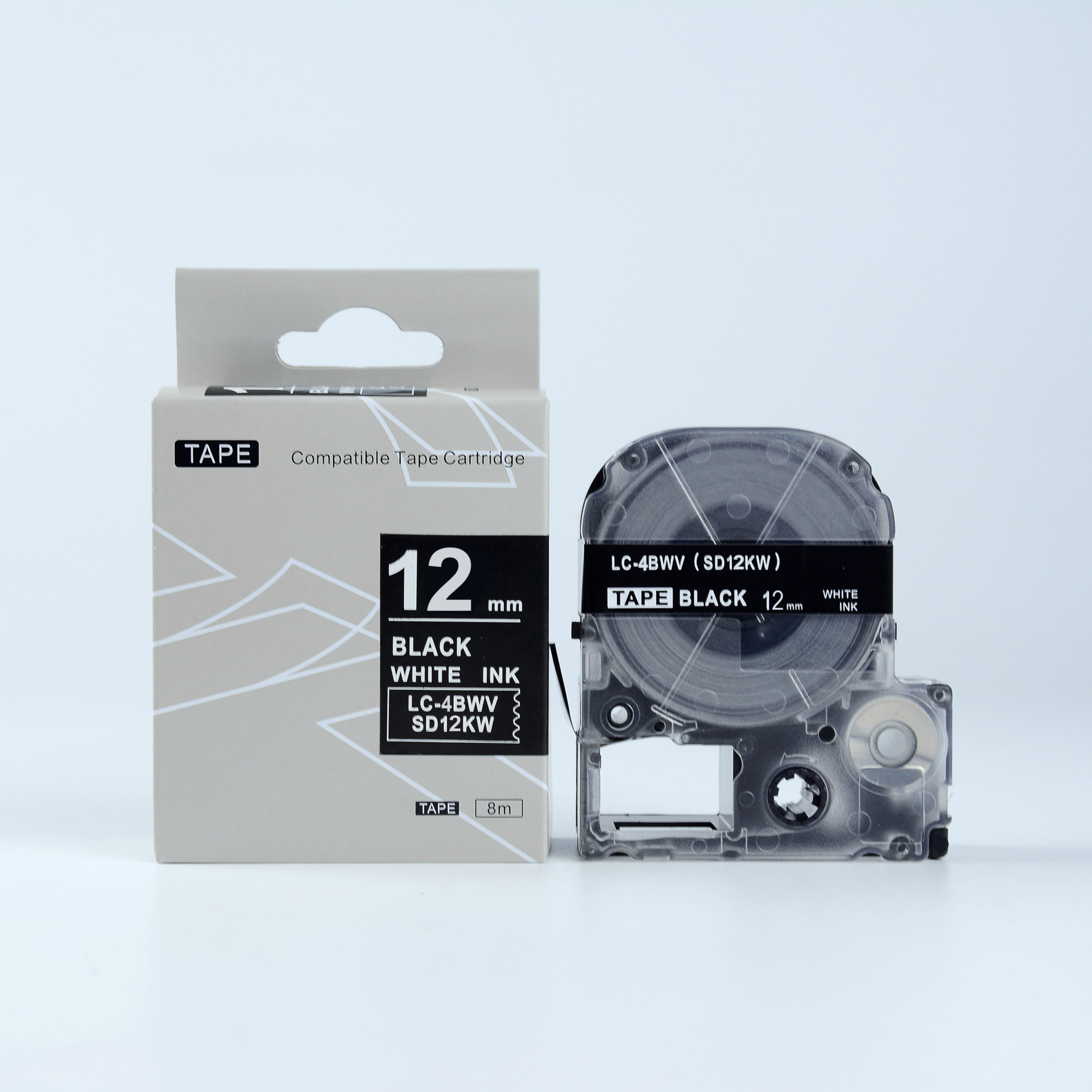 Epson LTS12KW, 12mm x 5m, czarny druk / biały podkład, taśma zamiennik