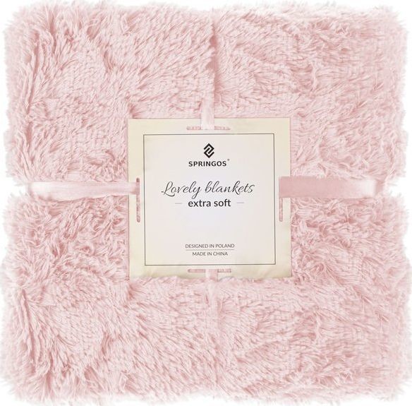 Springos Narzuta na łóżko pled 200x220 cm dwustronny koc na kanapę pudrowy róż UNIWERSALNY 29467-uniw