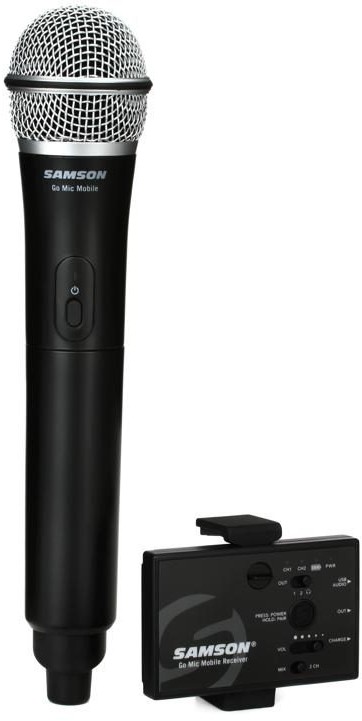Samson GO MIC MOBILE - 2 kanałowy zestaw bezprzewodowy z mikrofonem do ręki Q8 do urządzeń mobilnych/ kamer 81533