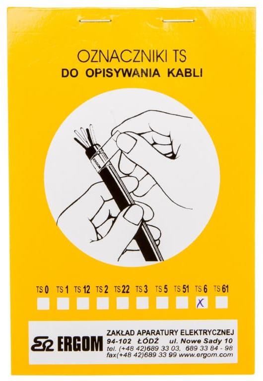 Ergom Oznacznik do opisywania ręcznego TS 6 biały E04ZP-02010100600 40szt. 02010100600