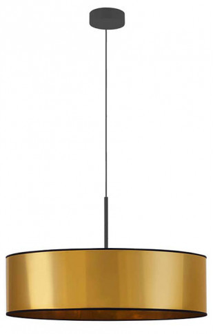 Złoty żyrandol z abażurem walec 60 cm - EX874 R2-K09