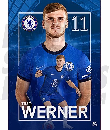 Be The Star Posters Be The Star Posters Chelsea FC 2020/21 Timo Werner A2 plakat piłkarski/druk / sztuka ścienna - oficjalnie licencjonowany produkt - dostępny w rozmiarach A3 i A2 (A2)