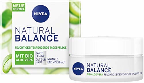 NIVEA Nivea Natural Balance nawilżająca pielęgnacja na dzień (50 ml), krem nawilżający z ekologicznym aloesem, olejkiem jojoba i migdałowym, krem na dzień do skóry normalnej i mieszanej