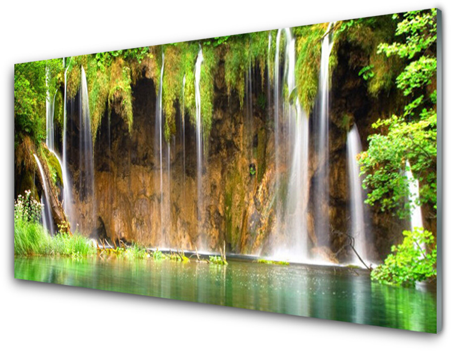 Tulup.pl Panel Szklany Wodospad Jezioro Przyroda 120x60cm
