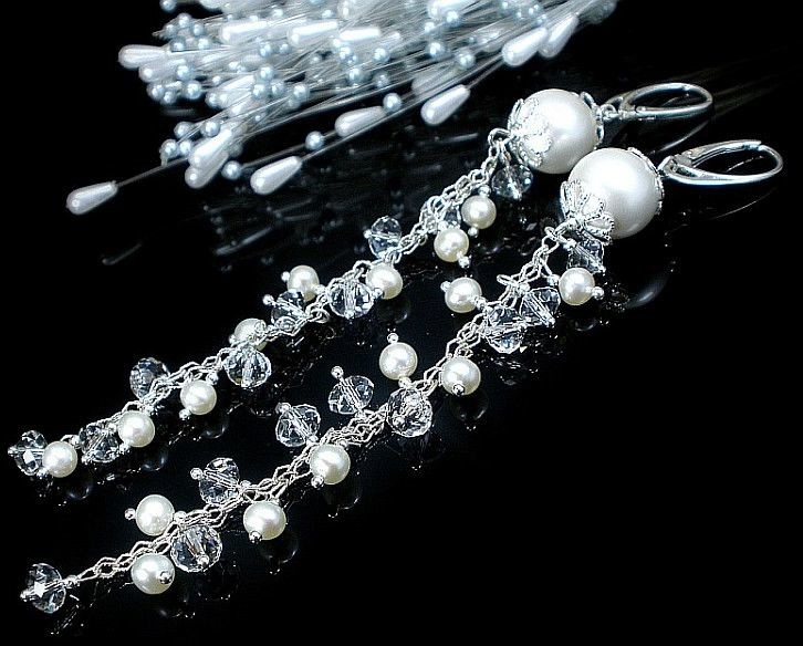 Swarovski Arande długie kolczyki SREBRO ślubne ślub 1205986586