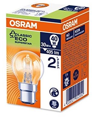 Osram Halogen lamp 42 W Globe BC/B22d oszczędzania energii, Classic P, przezroczyste, 2 sztuki 64543PESB22