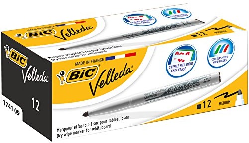 BIC Whiteboard Marker Velleda 1741, końcówka okrągła, grubość 2.0 MM, pudełko linii po 12 sztuki, czarny 1199174109