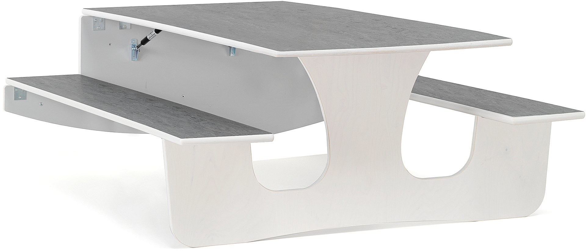AJ Produkty Ścienny stół składany LUCAS, 1400x950x570 mm, szare linoleum, biały