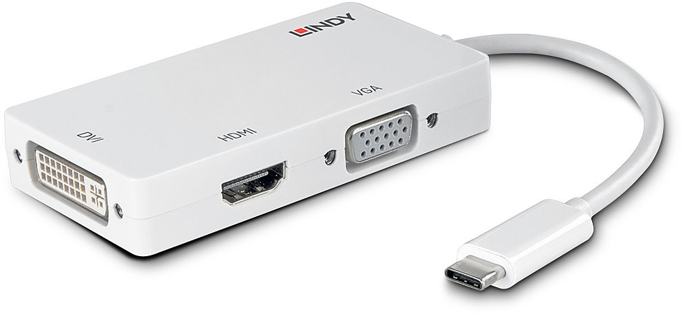 Lindy 43273 Przejściówka konwerter adapter) USB 3.1 C HDMI DVI VGA LY-43273