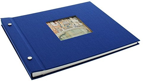 Goldbuch Bella Vista złota księga, album nitowany 30 x 25 x 2 cm, 40 białych stron z pergaminem, z wycięciami, możliwość rozbudowy, len, niebieski, 30x25 cm 26 895