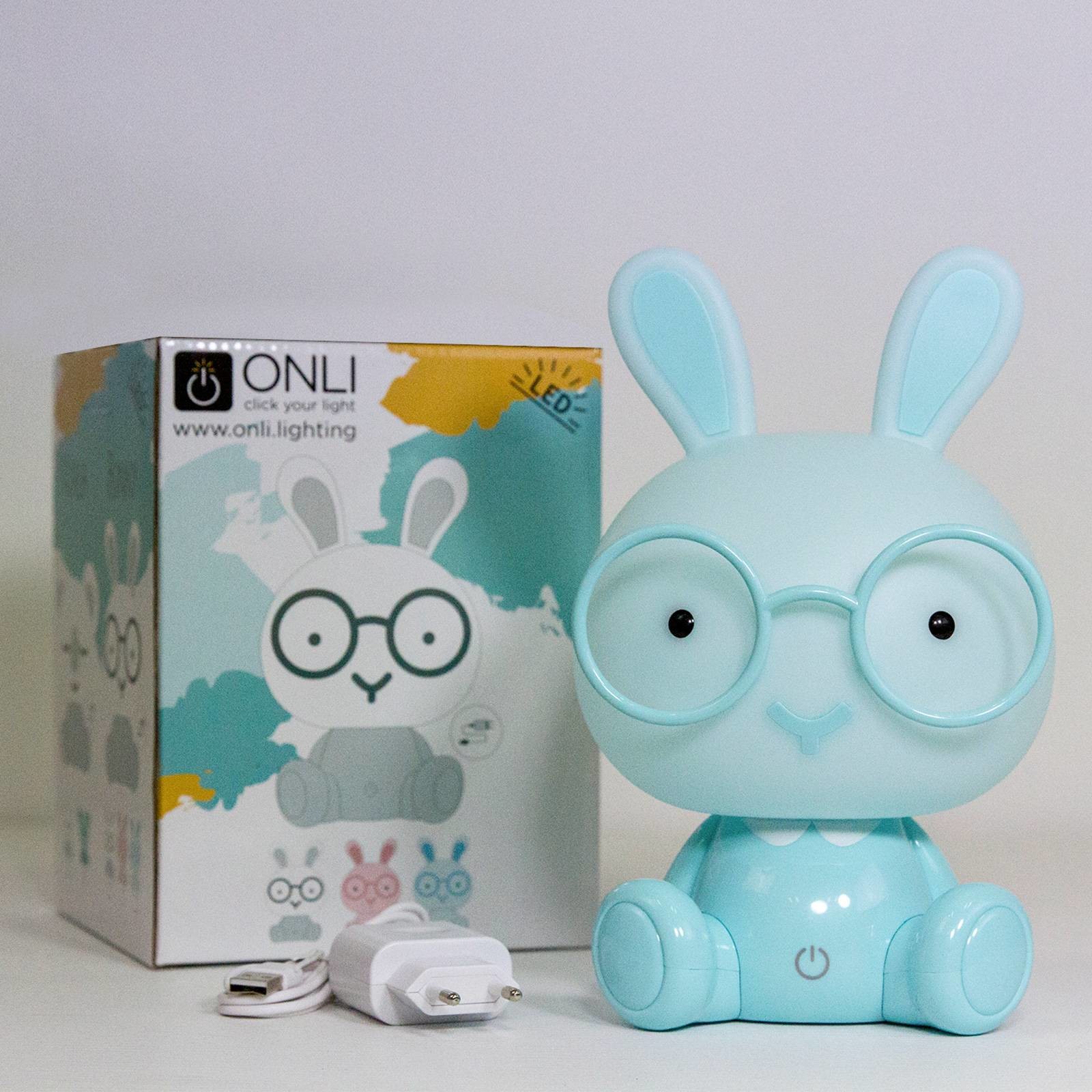 EULUNA Lampa stołowa LED Bunny do pokoju dzieci niebieska