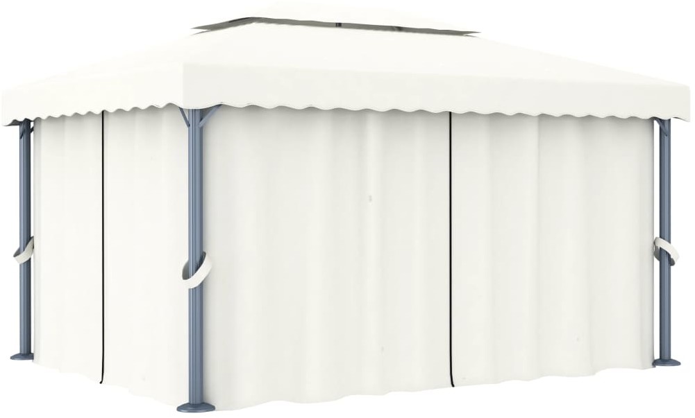 vidaXL Altana ogrodowa z zasłonami, 4 x 3 m, kremowa