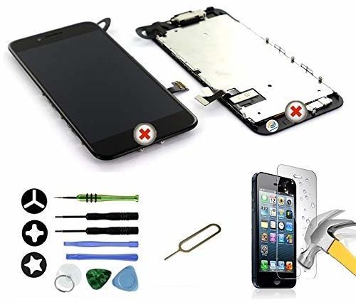 Mobilevie Mobillevie wyświetlacz LCD Retina + ekran dotykowy całkowicie zamontowany na ramce do iPhone 7, czarny + narzędzie SZ-7CN