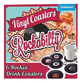Unbekannt Rockabilly podstawki pod szklanki w stylu płyt winylowych, 6 szt. GR530004