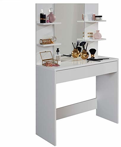 trendteam smart living Trendteam smart living toaletka do pokoju dziecięcego, stolik fryzjerski, podstawowy, 85 x 140 x 40 cm, kolor biały, z dużą ilością miejsca do odkładania