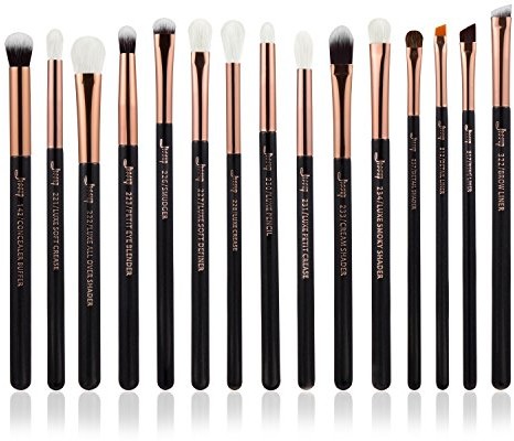 Jessup zestaw pędzli z 15 profesjonalnych Make-Up-pędzli do Eyeliner i odcienie, z uchwytem z drewna z prawdziwego i syntetycznym do włosów. Perl kolory/czarny/różowy-złoty T157 BG25-157