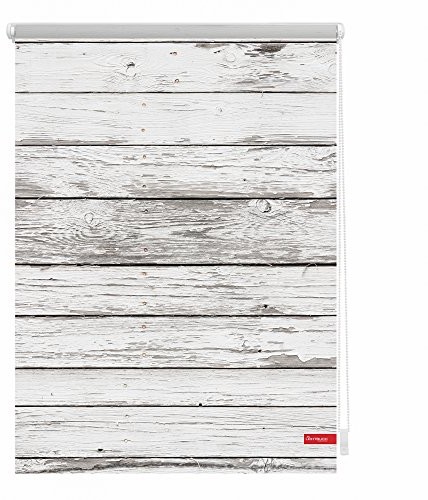 Lichtblick KRT.100.150.304 roleta Klemmfix, bez wiercenia, nieprzejrzysta, deska vintage biała, 100 x 150 cm (szer. x dł.)