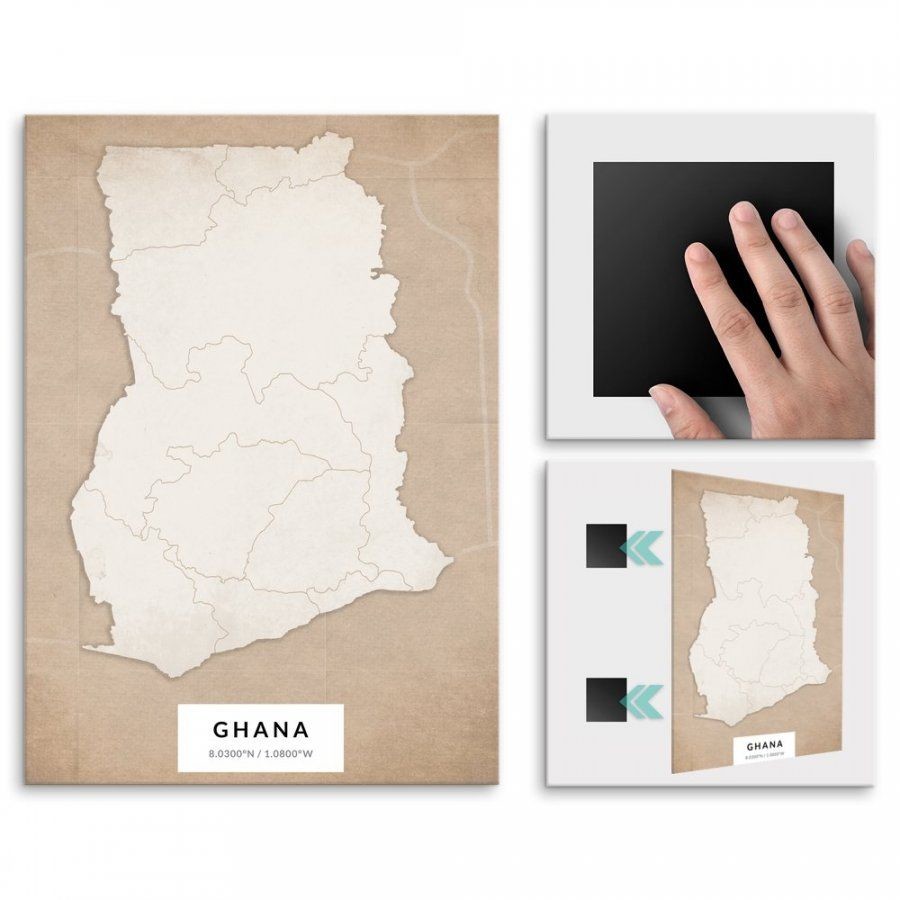 Pix4home Plakat metalowy Mapa Vintage Ghana M POS-M-04326