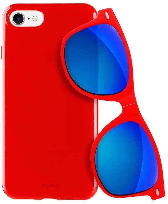 PURO Sunny Kit - Zestaw etui iPhone SE 2020 / 8 / 7 + składane okulary przeciwsłoneczne (czerwony) b2btrade-9693-0