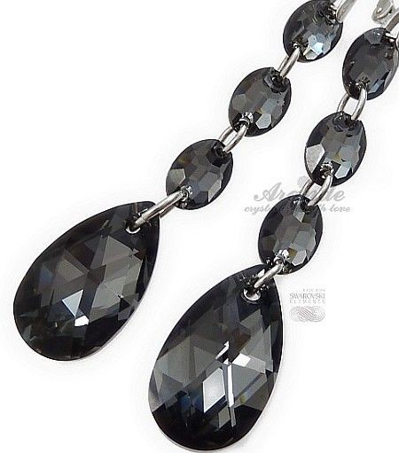Swarovski Nowe Unikat Kolczyki Silver Night Gloss