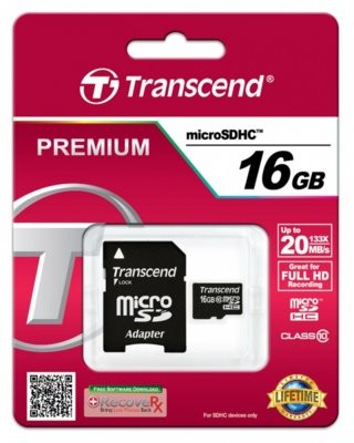 Transcend Class 10 (+ adapter) 16GB (TS16GUSDHC10)