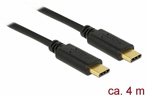 Delock Cable USB 2.0 wtyczka USB Type-C Stecker > USB Type-C 4,0 m czarna 3 A 83868