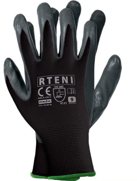 RAW-POL Rękawice robocze RTENI czarno szare nitryl