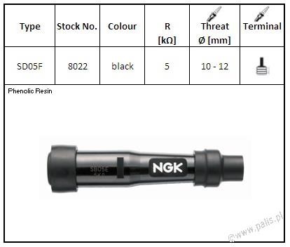 NGK Końcówka przewodów zapłonowych 8022 SD05F 8022