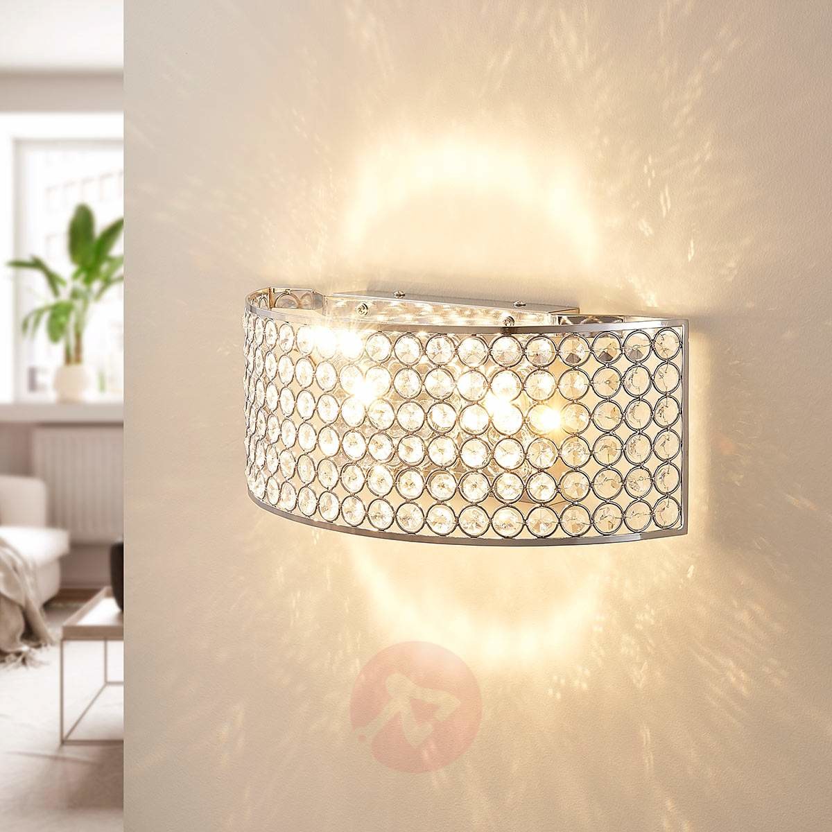 Lampenwelt com Lampa ścienna LED Alizee z kryształkami, chrom