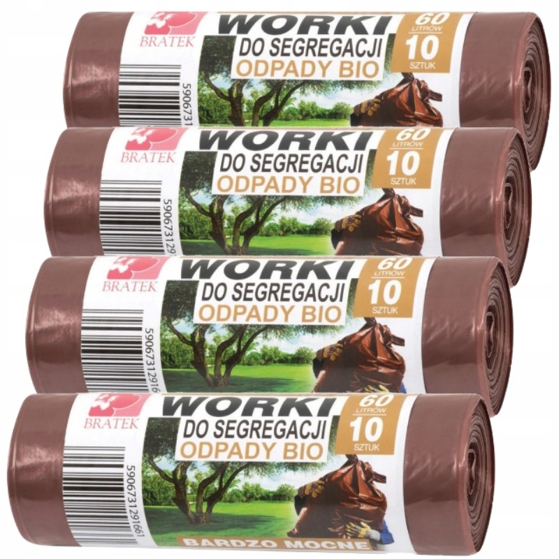 Worki segregacji śmieci Brązowe odpad Bio kosz 60L