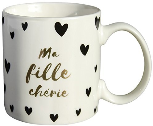 LA CARTERIE Die carterie 76000488 moja córka Chérie kubek porcelanowy czarny/złoty 11,6 x 9,5 x 8,2 cm 76000488