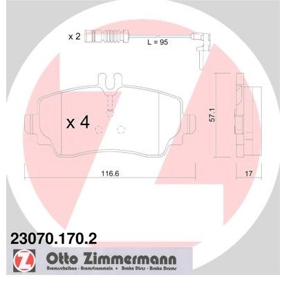 ZIMMERMANN Zestaw klocków hamulcowych, hamulce tarczowe 23070.170.2