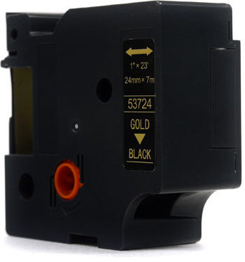 Dymo JetWorld Taśma D1 Złoty na Czarnym 24mm x 7m 53724) stron JWT-D53724N