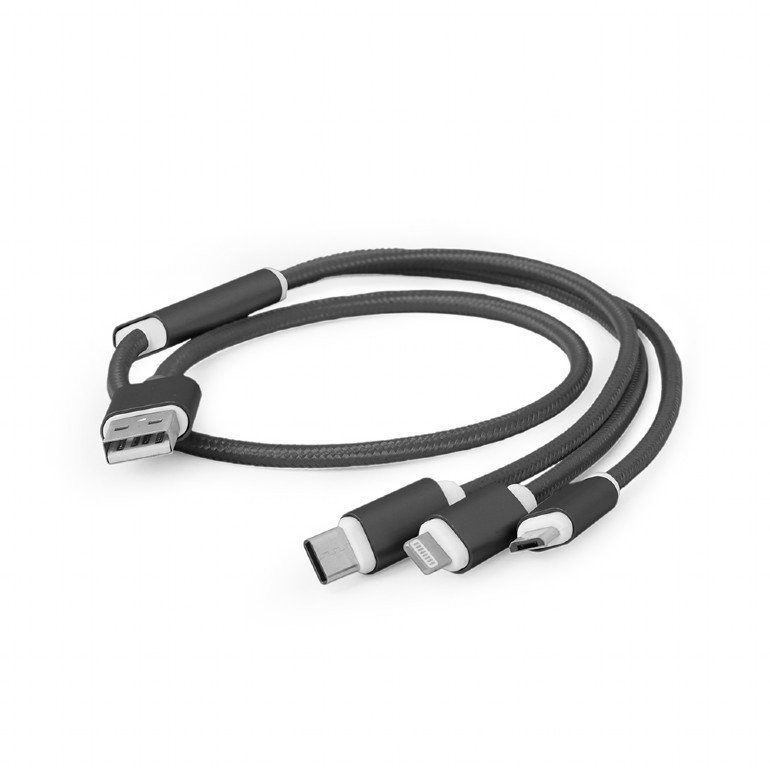 Gembird Kabel USB 3w1 do ładowania/1m/czarny (CC-USB2-AM31-1M)