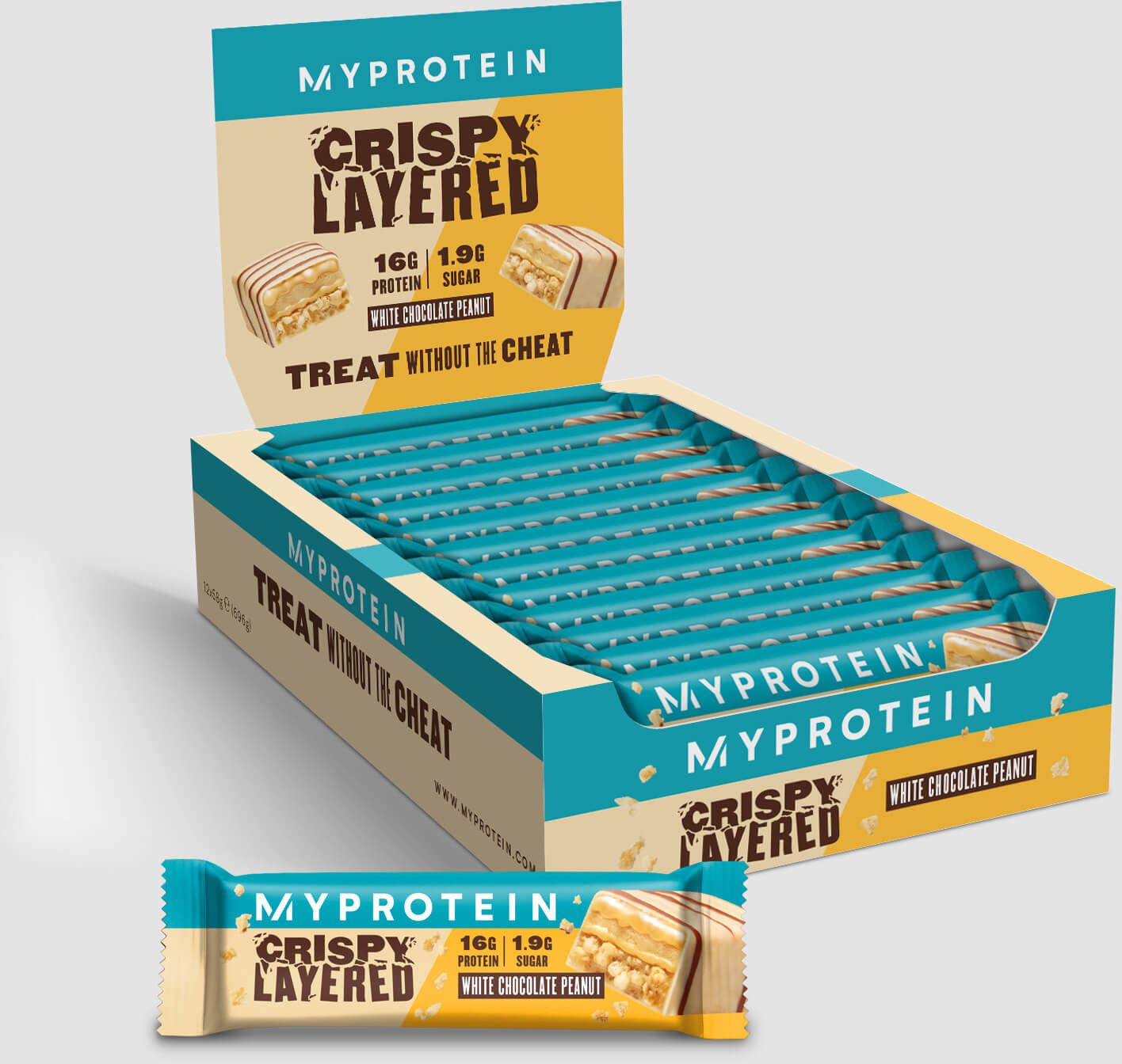 Zdjęcia - Odżywka białkowa Myprotein Crispy Layered Bar - 12 x 58g - White Chocolate Peanut 