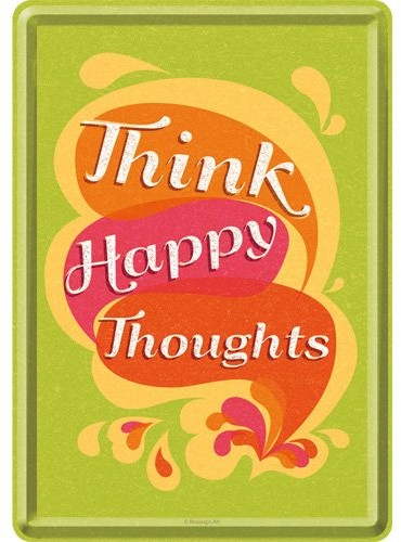 Art Nostalgic 10244 Word Up Think Happy thoughts, pocztówka blaszana, 10 x 14 cm 10244