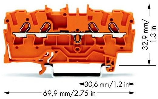 WAGO Terminal przepustowy WAGO 4.20 mm Sprężynowe pomarańczowy 2001-1402 100 szt 2001-1402